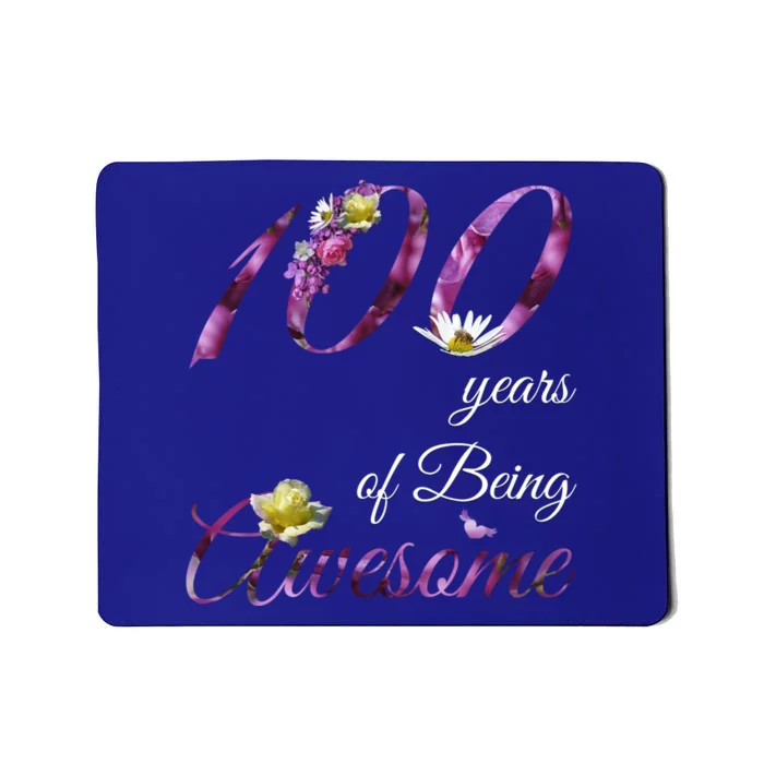 100 Year Old Gift Awesome Floral 1923 100th Birthday Gift Mousepad