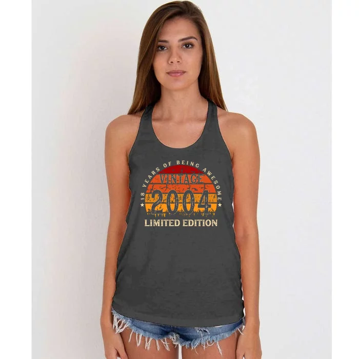 18 Year Old Gifts Retro Vintage 2004 Limited Edition 18th Birthday Women's Knotted Racerback Tank