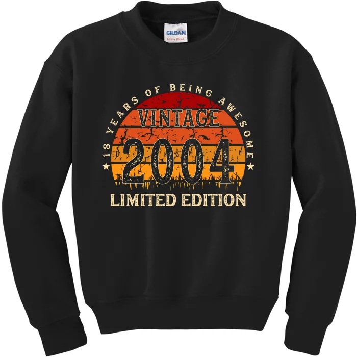 18 Year Old Gifts Retro Vintage 2004 Limited Edition 18th Birthday Kids Sweatshirt