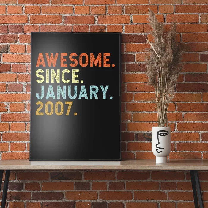 16 Years Old Awesome Since January 2007 16th 16 Birthday Poster