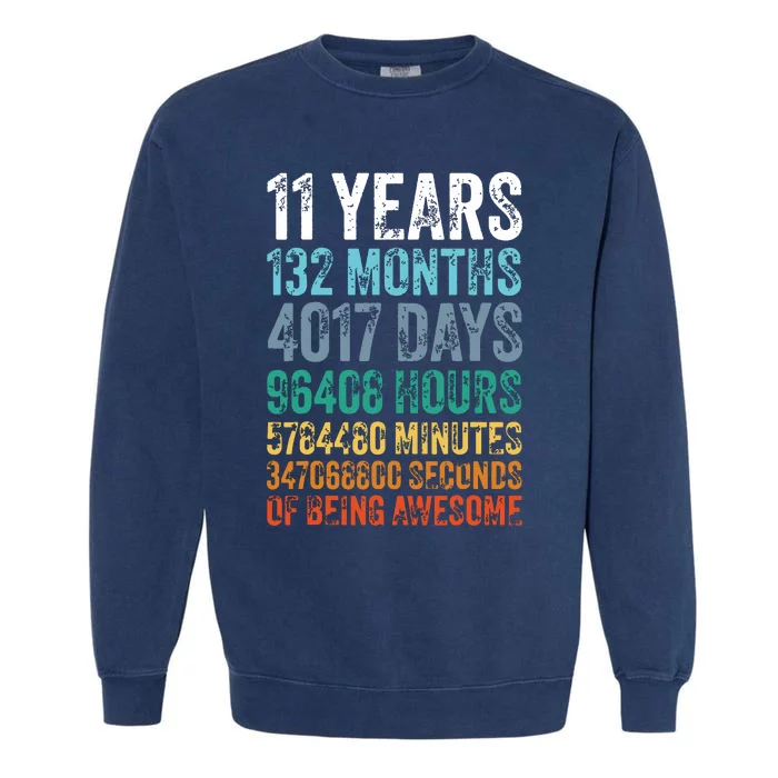 11 Year Old Bday Decorations Son Boy 11yr 11th Birthday Garment-Dyed Sweatshirt