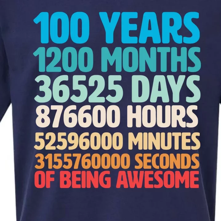 100 Years Of Being Awesome 100th Birthday Time Breakdown Sueded Cloud Jersey T-Shirt