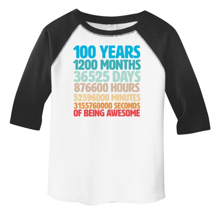 100 Years Of Being Awesome 100th Birthday Time Breakdown Toddler Fine Jersey T-Shirt