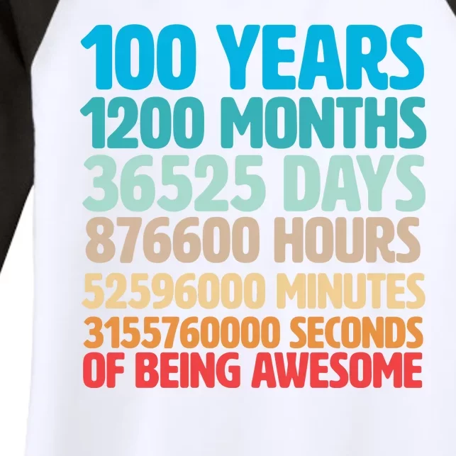 100 Years Of Being Awesome 100th Birthday Time Breakdown Women's Tri-Blend 3/4-Sleeve Raglan Shirt