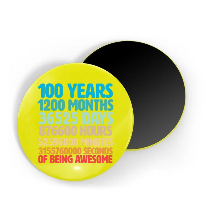 100 Years Of Being Awesome 100th Birthday Time Breakdown Magnet