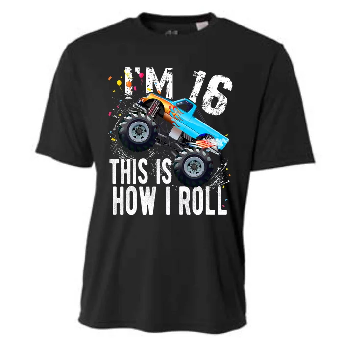 16 Year Old Gift Cool 16th Birthday Boy Gift For Monster Truck Car Lovers Cooling Performance Crew T-Shirt