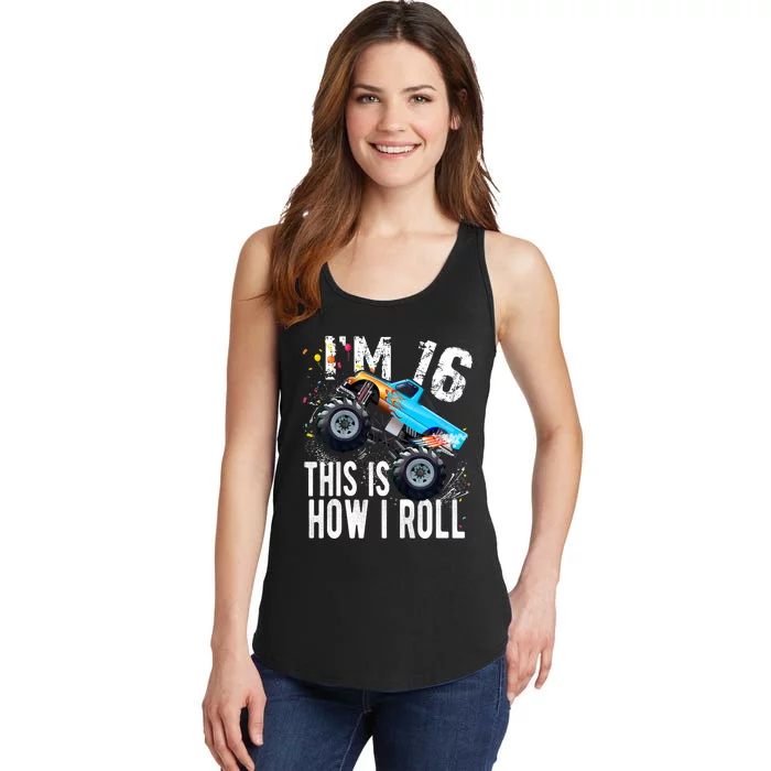 16 Year Old Gift Cool 16th Birthday Boy Gift For Monster Truck Car Lovers Ladies Essential Tank