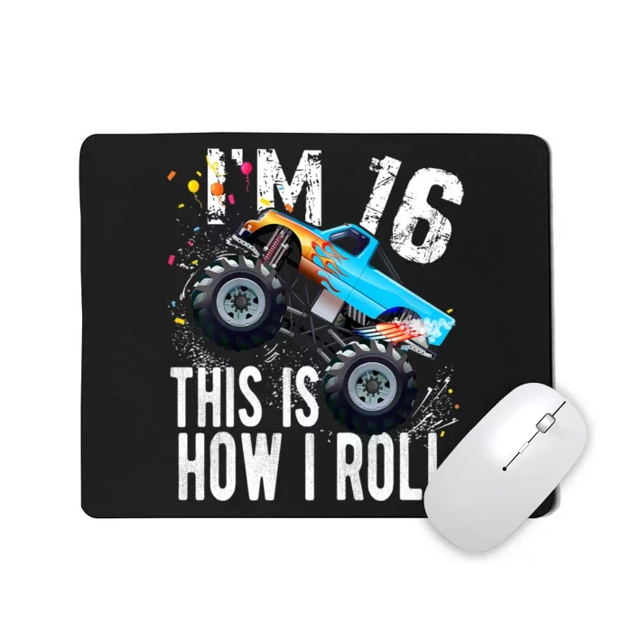 16 Year Old Gift Cool 16th Birthday Boy Gift For Monster Truck Car Lovers Mousepad