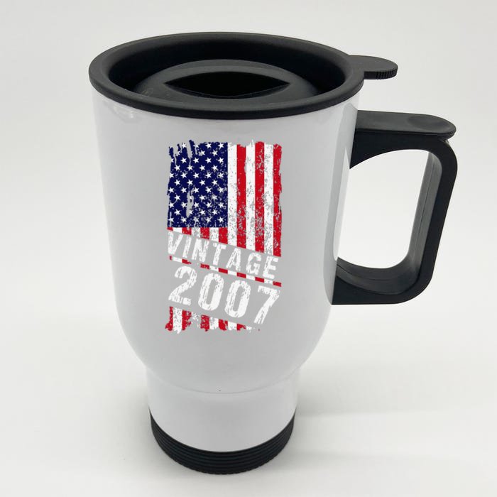 16 Years Old Vintage 2007 American Flag 16th Birthday Gift Front & Back Stainless Steel Travel Mug