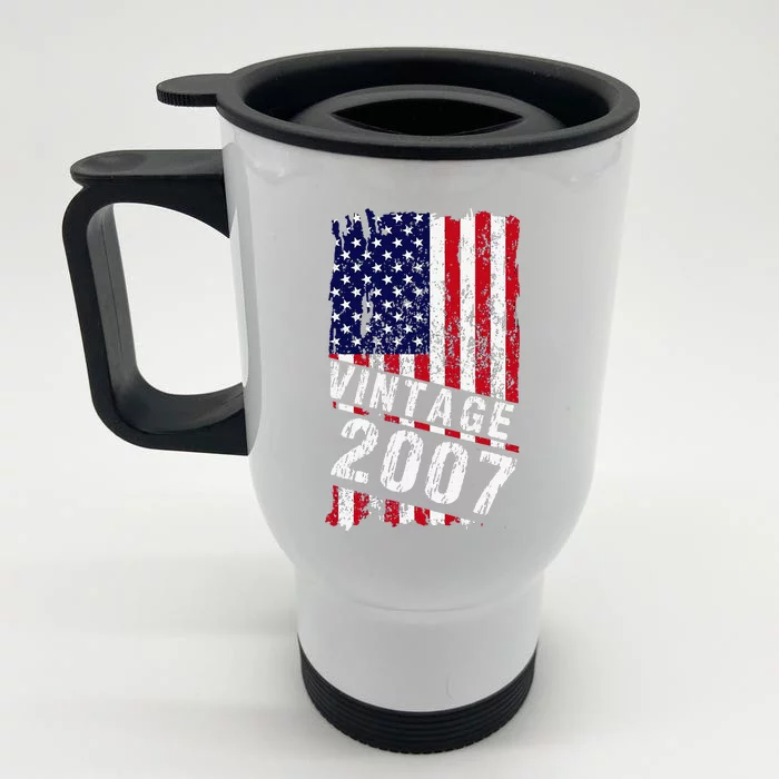 16 Years Old Vintage 2007 American Flag 16th Birthday Gift Front & Back Stainless Steel Travel Mug