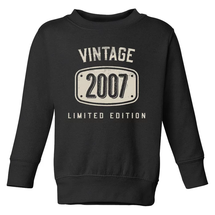 16 Years Old Vintage 2007 Limited Edition 16th Birthday Toddler Sweatshirt