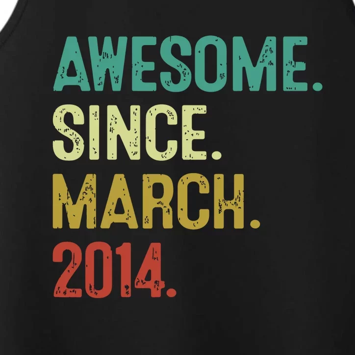 10 Year Old Awesome Since March 2014 10th Birthday Performance Tank