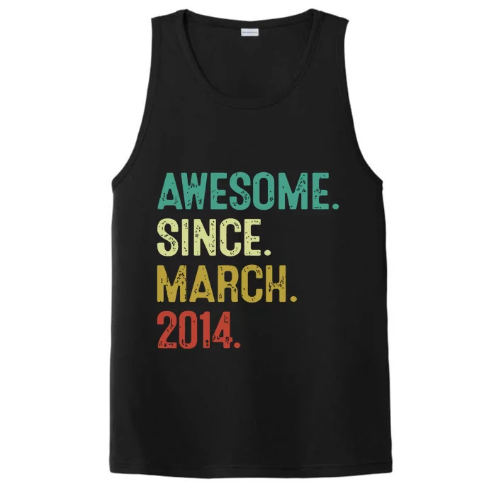 10 Year Old Awesome Since March 2014 10th Birthday Performance Tank