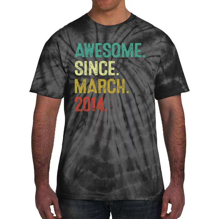 10 Year Old Awesome Since March 2014 10th Birthday Tie-Dye T-Shirt