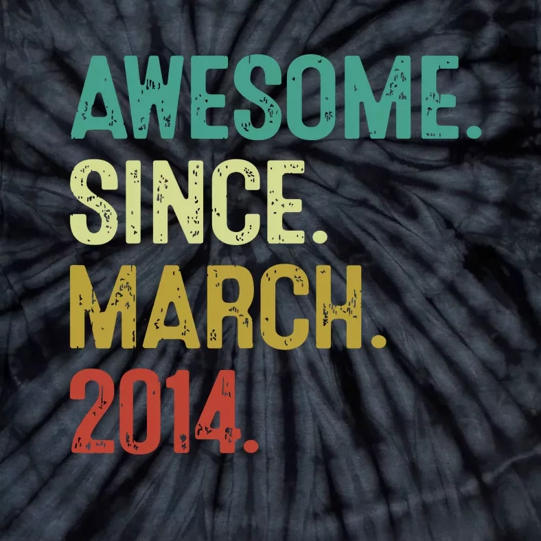 10 Year Old Awesome Since March 2014 10th Birthday Tie-Dye T-Shirt