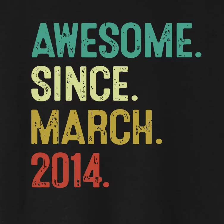 10 Year Old Awesome Since March 2014 10th Birthday Women's Crop Top Tee