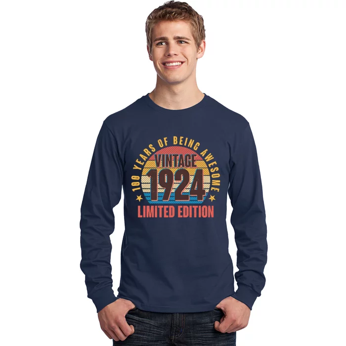 100 Years Of Being Awesome 1924 Limited Edition Vintage Retro Long Sleeve Shirt