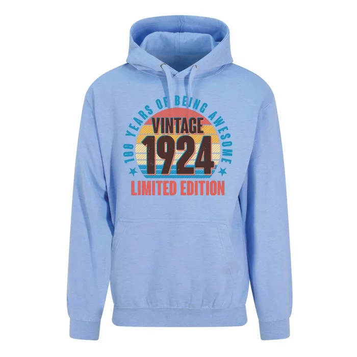 100 Years Of Being Awesome 1924 Limited Edition Vintage Retro Unisex Surf Hoodie