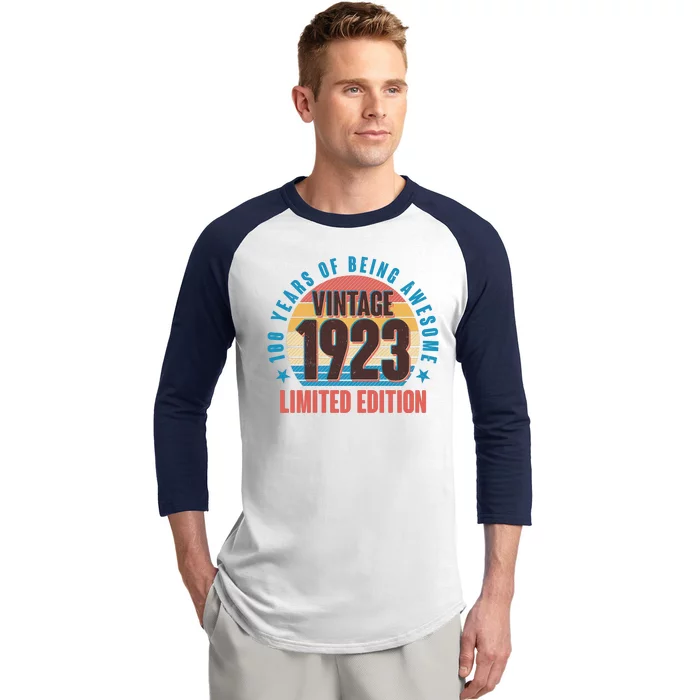 100 Years Of Being Awesome 1923 Limited Edition Vintage Retro Baseball Sleeve Shirt