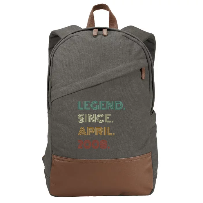 16 Years Old Legend Since April 2008 16th Birthday Cotton Canvas Backpack