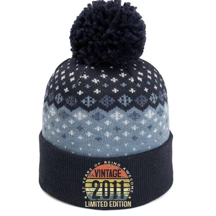 12 Year Old 12th Birthday Gifts Boy Vintage 2011 12yr Bday The Baniff Cuffed Pom Beanie