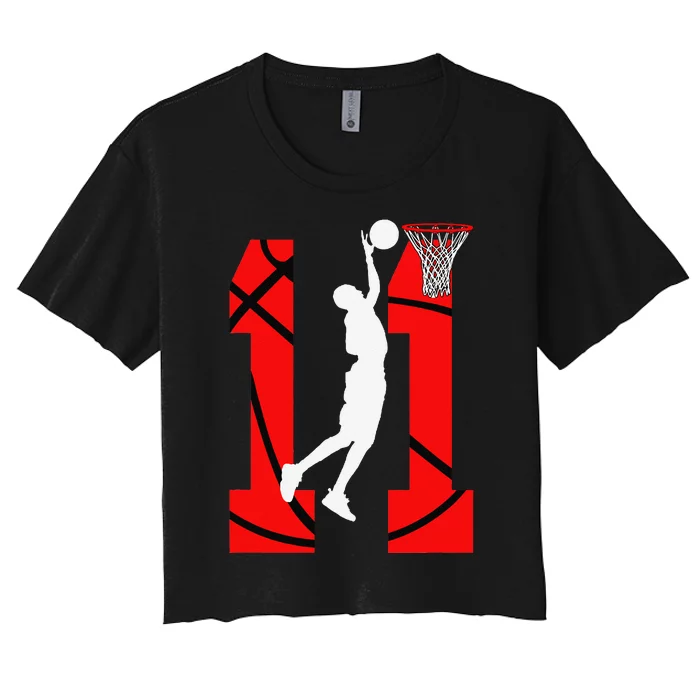 11 Years Old 11th Birthday Basketball Lovers Women's Crop Top Tee