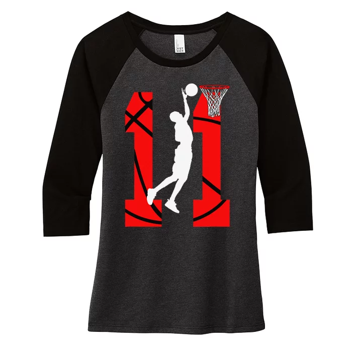 11 Years Old 11th Birthday Basketball Lovers Women's Tri-Blend 3/4-Sleeve Raglan Shirt