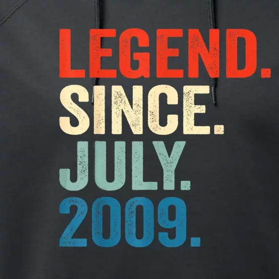 13 Years Old Gifts Legend Since July 2009 13th Birthday Boy Performance Fleece Hoodie