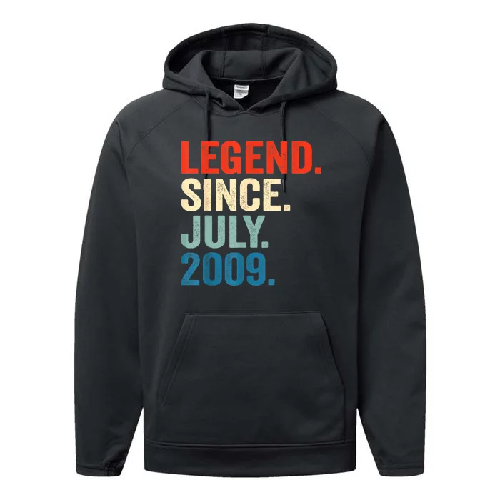 13 Years Old Gifts Legend Since July 2009 13th Birthday Boy Performance Fleece Hoodie