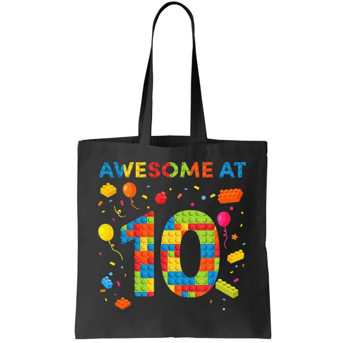 10 Year Old Building Blocks Birthday 10 Tote Bag