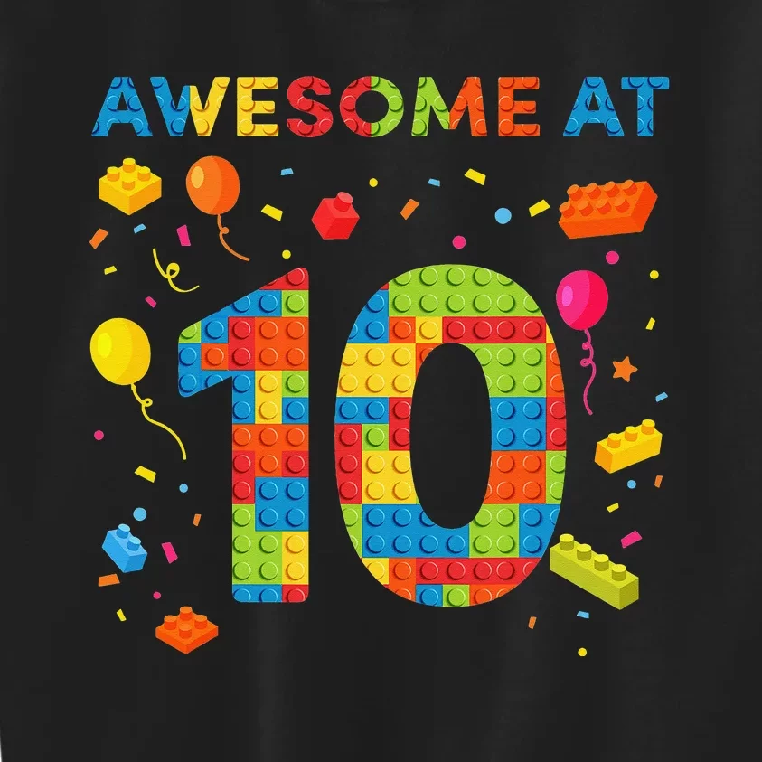 10 Year Old Building Blocks Birthday 10 Kids Sweatshirt