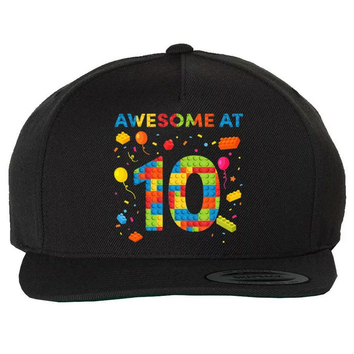 10 Year Old Building Blocks Birthday 10 Wool Snapback Cap