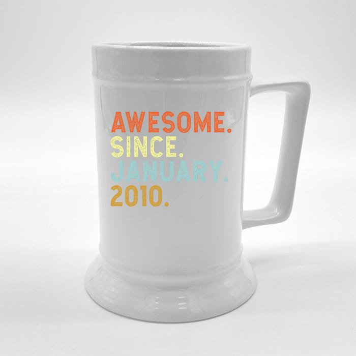 13 Years Old Awesome Since January 2010 13th 13 Birthday Front & Back Beer Stein