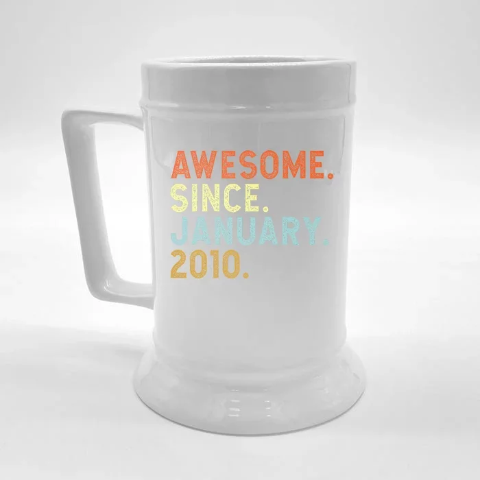 13 Years Old Awesome Since January 2010 13th 13 Birthday Front & Back Beer Stein