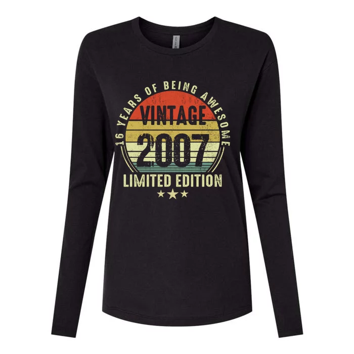 16 Years Of Being Awesome Vintage 2007 Limited Edition Womens Cotton Relaxed Long Sleeve T-Shirt