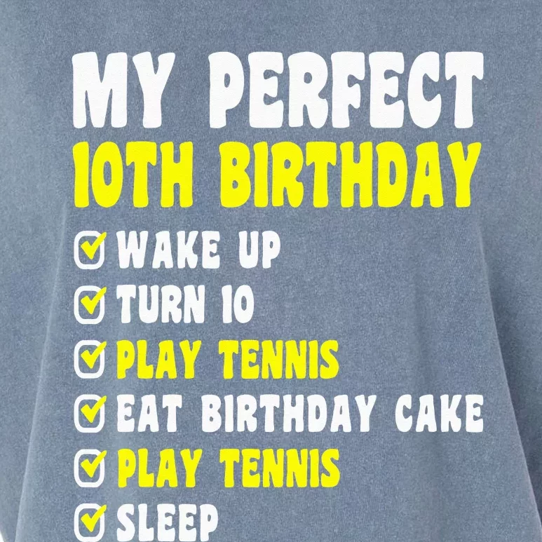 10 Years Old My Perfect 10th Birthday Tennis 10th Birthday Garment-Dyed Women's Muscle Tee