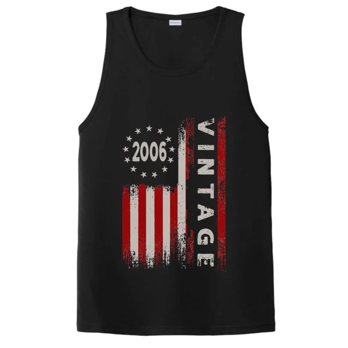 17 Year Old Gifts Vintage 2006 American Flag 17th Birthday Cute Performance Tank