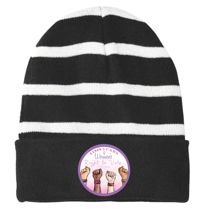 100 Years Right To Vote Centennial Xix 19th Amendment Suffragette Woman Voting Striped Beanie with Solid Band