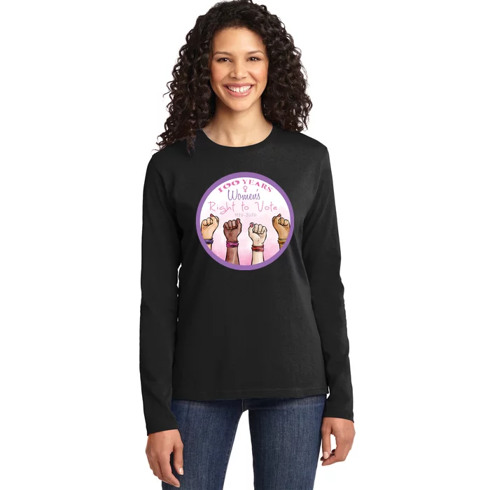 100 Years Right To Vote Centennial Xix 19th Amendment Suffragette Woman Voting Ladies Long Sleeve Shirt