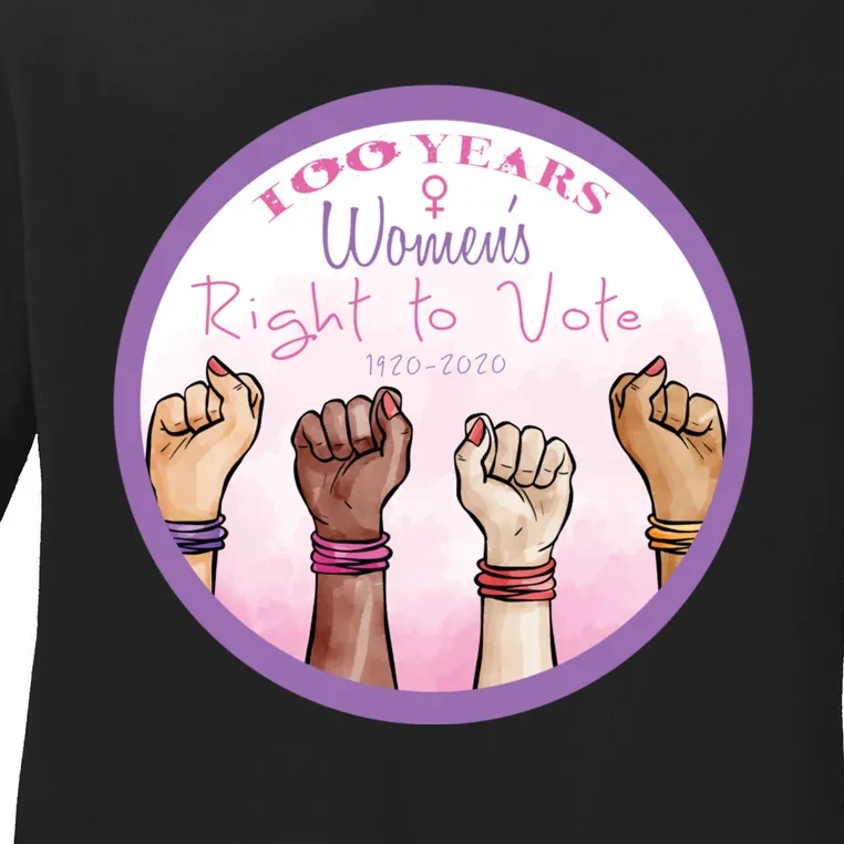 100 Years Right To Vote Centennial Xix 19th Amendment Suffragette Woman Voting Ladies Long Sleeve Shirt