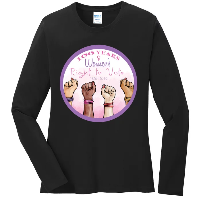 100 Years Right To Vote Centennial Xix 19th Amendment Suffragette Woman Voting Ladies Long Sleeve Shirt