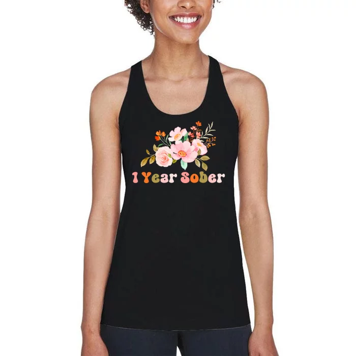 1 Year Sober Gift Sober Anniversary Gift Sobriety Gift Recovery Soberversary Women's Racerback Tank