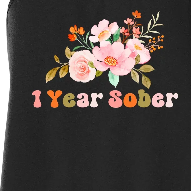 1 Year Sober Gift Sober Anniversary Gift Sobriety Gift Recovery Soberversary Women's Racerback Tank