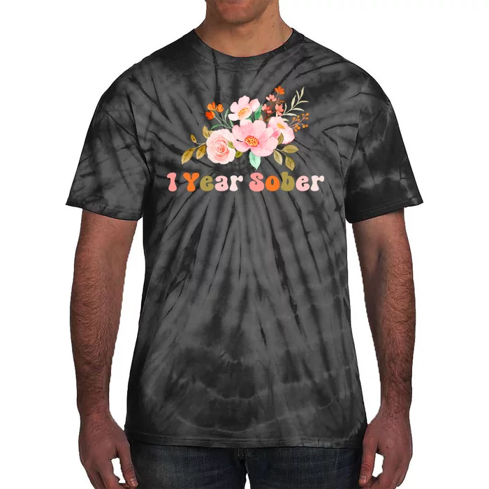 1 Year Sober Gift Sober Anniversary Gift Sobriety Gift Recovery Soberversary Tie-Dye T-Shirt