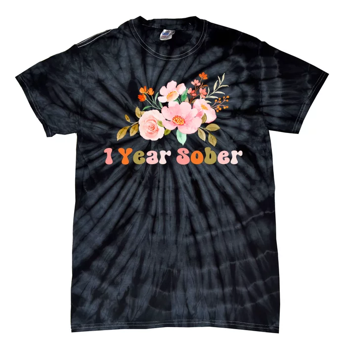 1 Year Sober Gift Sober Anniversary Gift Sobriety Gift Recovery Soberversary Tie-Dye T-Shirt