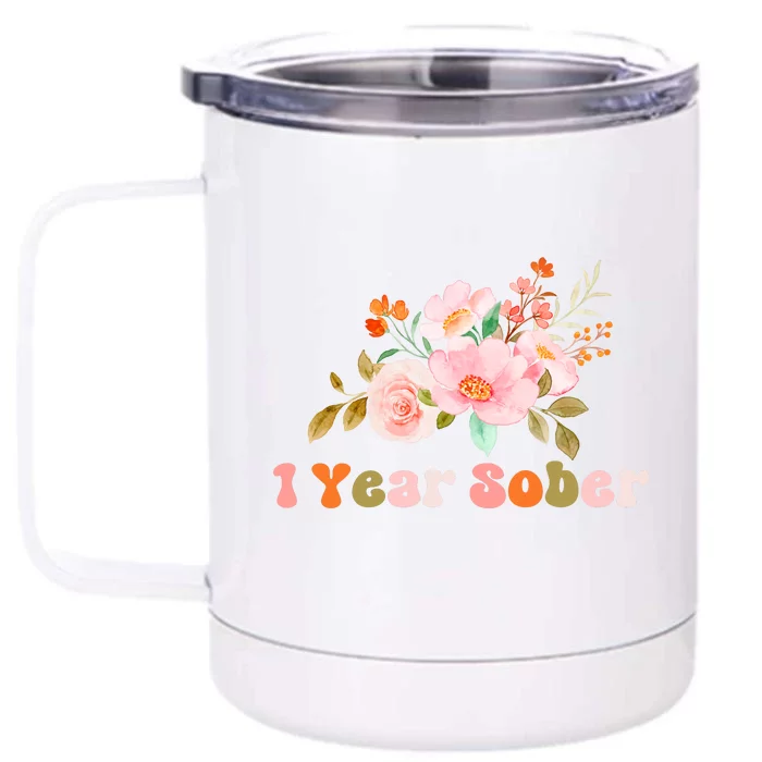 1 Year Sober Gift Sober Anniversary Gift Sobriety Gift Recovery Soberversary Front & Back 12oz Stainless Steel Tumbler Cup