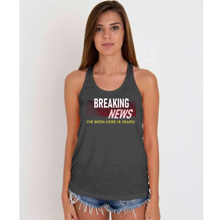 15 Year Work Anniversary 15th Employee Appreciation Women's Knotted Racerback Tank