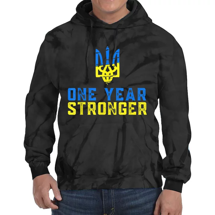 1 Year War Anniversary In Ukraine, Stand With Ukraine Tie Dye Hoodie