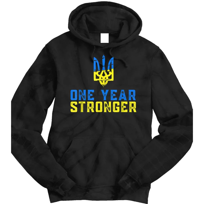 1 Year War Anniversary In Ukraine, Stand With Ukraine Tie Dye Hoodie