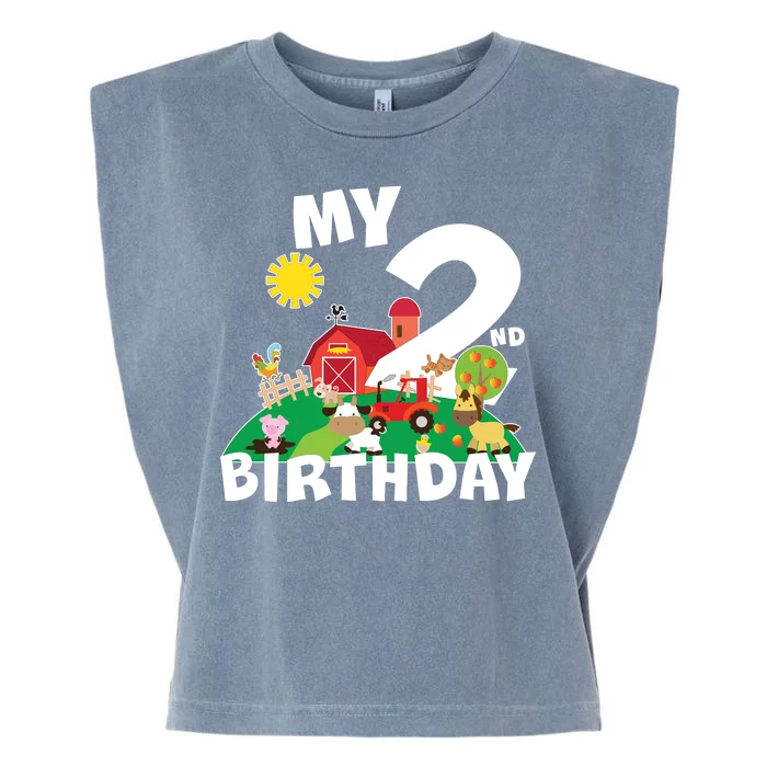 2 Year Old Farm My 2nd Birthday Garment-Dyed Women's Muscle Tee